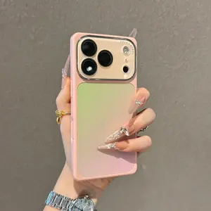 Highly attractive gradient color-blocking square phone case suitable for iPhone 17 Pro Max, iP16 Pro/15/14, full protection and anti-drop