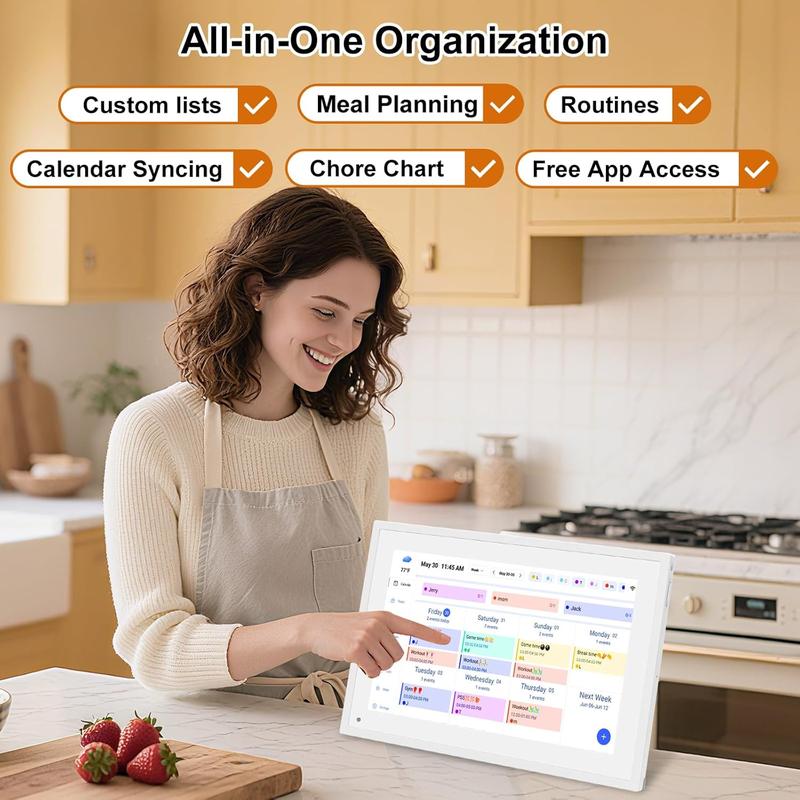 10.1 inch Digital Calendar & Chore Chart, Smart Touchscreen Display for Family Schedules, Hearth Display Family Planner, Digital Photo Frame, Great for Organizing Your 2025 Calendar