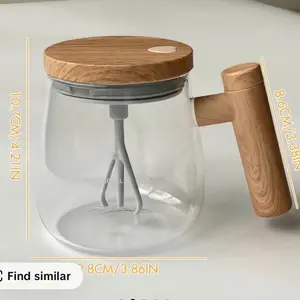 Stirring coffee mug with wooden handle