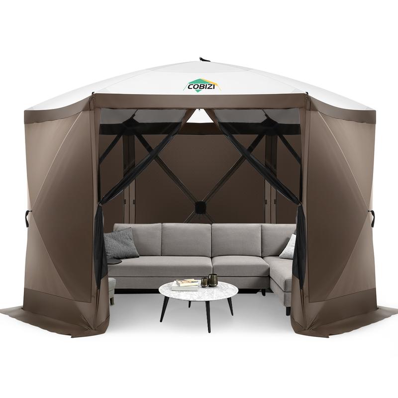 COBIZI 12x12ft Pop Up Gazebo Tent Screen House with Mosquito Netting and Sidewalls for Camping
