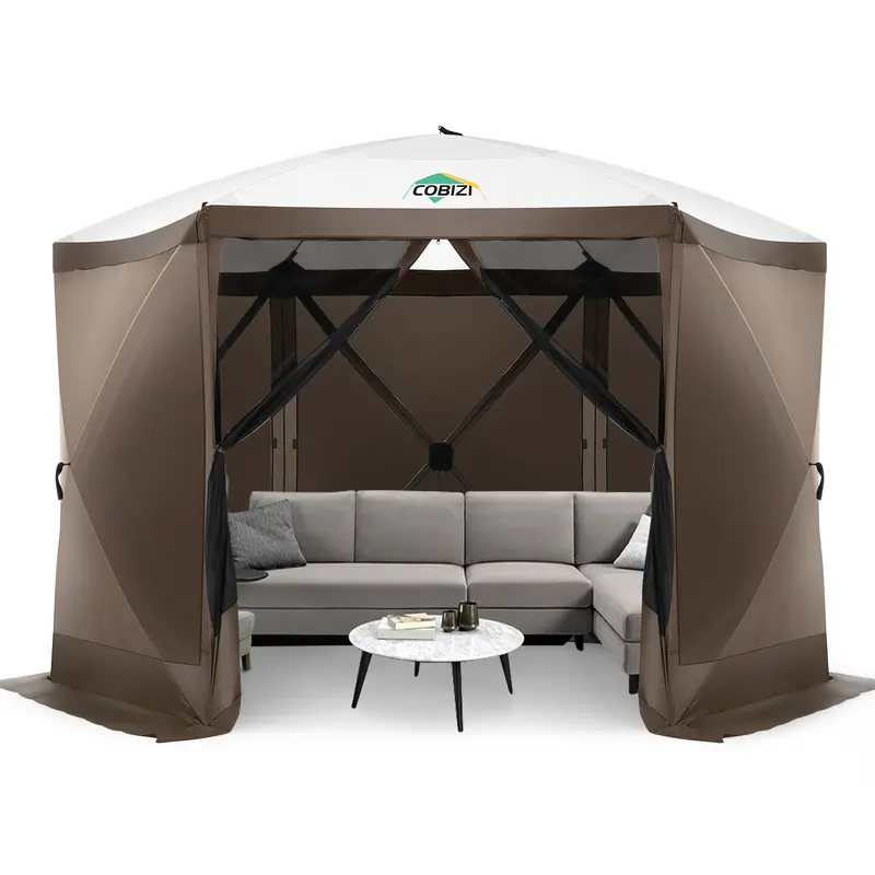 COBIZI 12x12ft Pop Up Gazebo Tent Screen House with Mosquito Netting and Sidewalls for Camping