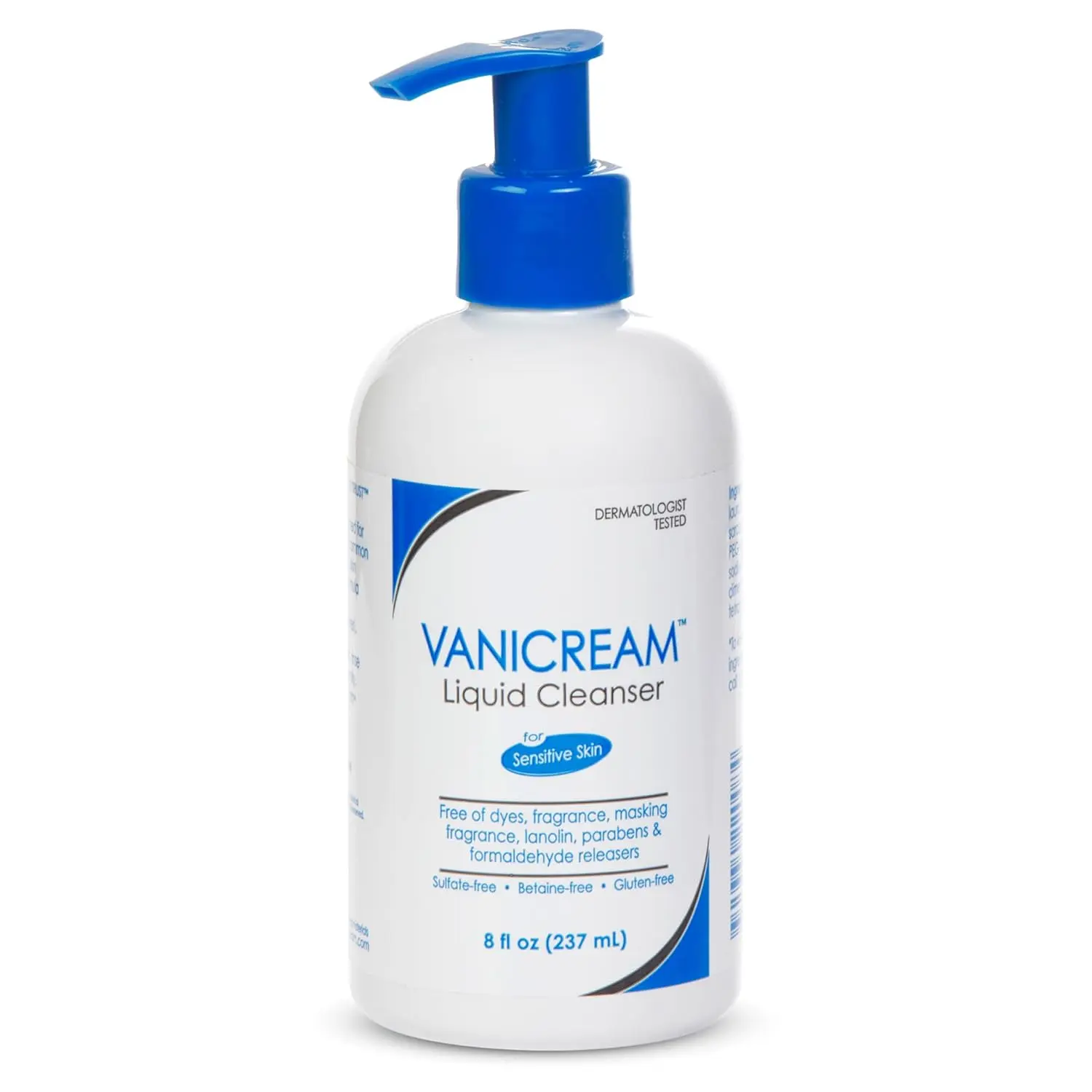 Vanicream Liquid Cleanser, 8 Fl Oz Pump Bottle - Gentle, Non-Drying, pH-Balanced, Non-Comedogenic Face & Body Wash for Sensitive Skin, Formulated Without Common Irritants to Remove Dirt & Excess Oils