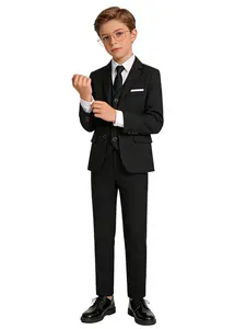 Boys 4-Piece Suit Blazer (Jacket + Vest + Pants + Bow Tie) | For Toddlers, Kids & Teens | Perfect for Weddings, Graduations & Church Events | Handsome Slim Fit | Ideal Gift | Sizes 100-150cm (Shirt Not Included)