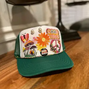 Good Vibes retro vintage 70s inspired Otto trucker hat.
