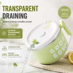 Viral TikTok Ramen Bowl! Large Capacity Microwave-Safe Instant Noodle Bowl with Lid & Ergonomic Handle, Leakproof BPA-Free Reusable Bowl, Portable & Stackable, Ideal for Dorms, Offices, Home, Late-Night Meals & Daily Kitchen Use