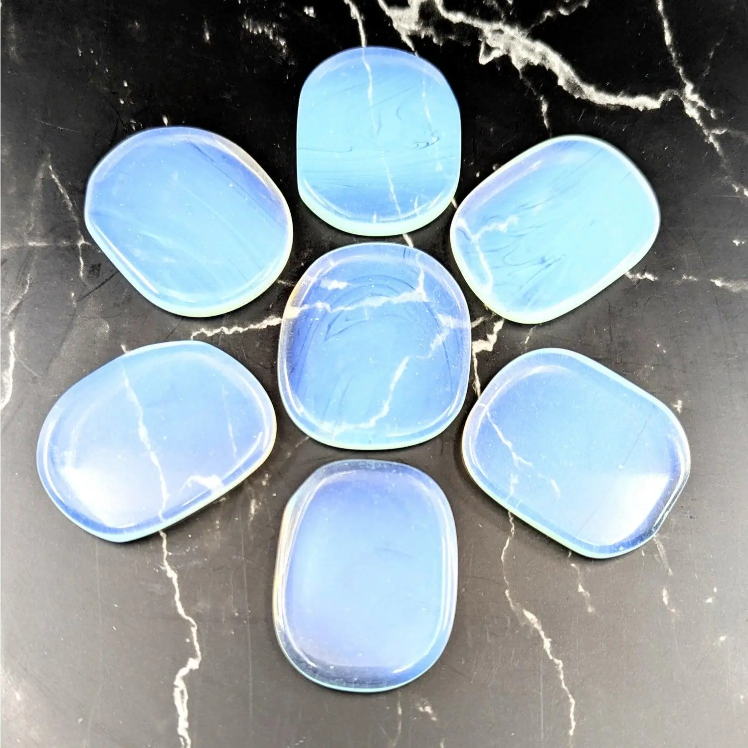 Opalite Flat Palm Stone - Opalescent Glass