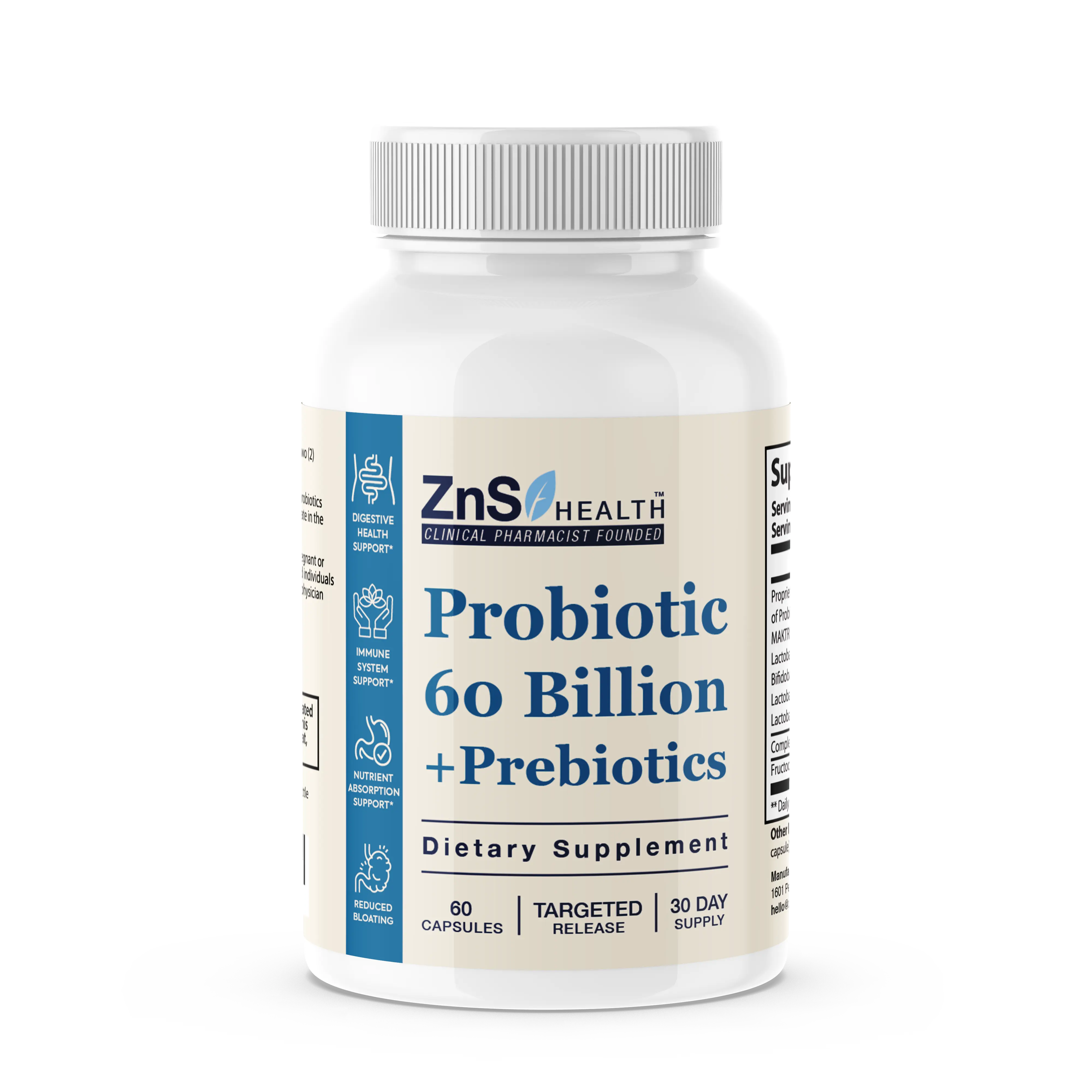 Probiotic 60 Billion with Prebiotic Vegetable Capsules, Organic Probiotics for Gut Health, Digestion, Immune System & Inflammation Support, Probiotic Wellness Complex