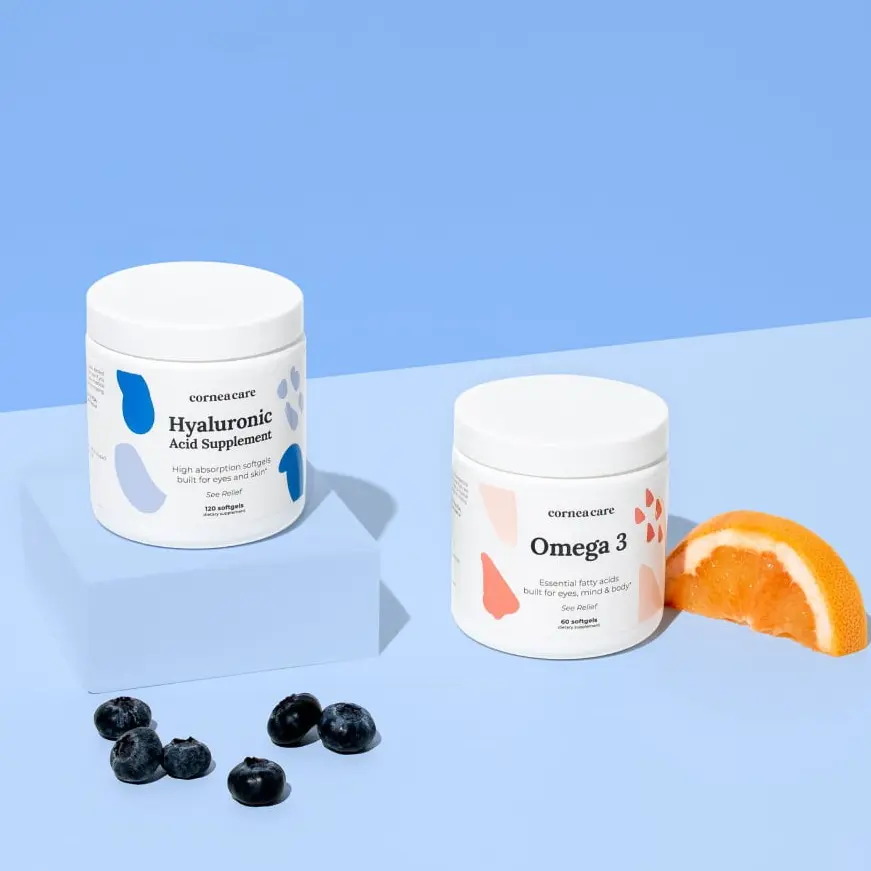 Hyaluronic Acid Supplement (120 Softgels) and Triple Strength Omega 3 (60 Softgels) - Foresight Eye Supplements - Daily Vitamins for Dry Eyes, Mind, and Body