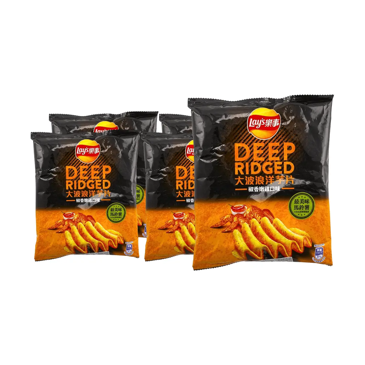 Lay's Taiwan Potato Chips - Spicy Chicken Flavor, 5 Bags (30.5g Each) - Crispy Wavy Snacks