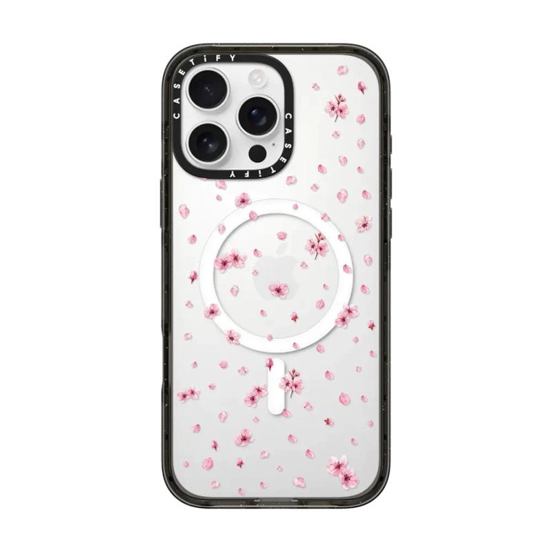 Casetify Puff Sakura iPhone 16 16Pro 11 12 13 14 15 Plus Pro Max Magnetic Hard Transparent Acrylic Back Cover