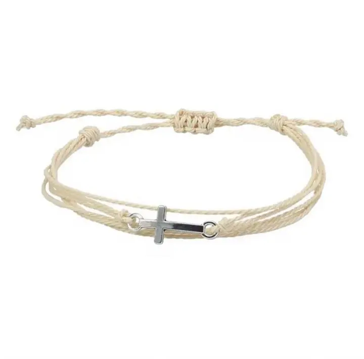 SILVER CROSS FRIENDSHIP BRACELET