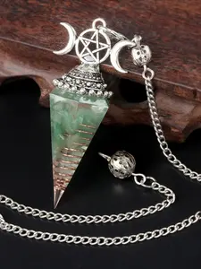 1pc Rose Quartz Pendulum, Triple Moon Pentagram Top Natural Stone Dowsing Tool for Chakra Balancing & Reiki Healing Meditation, Divination Crystal Pendulum, Perfect Gift for Mom