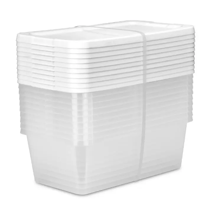 10 Pack 6 Quart White Plastic Storage Bins with Lids