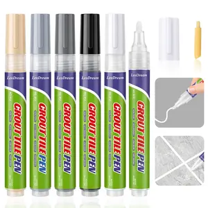 Grout Pen White Tile Grout Paint Marker: Waterproof Tile Grout Colorant and Sealer Pens for Cleaner Looking Floors & Whitener Without Bleach - Narrow 5mm, 1 Pack with Extra Tips (7mL) - 6colors