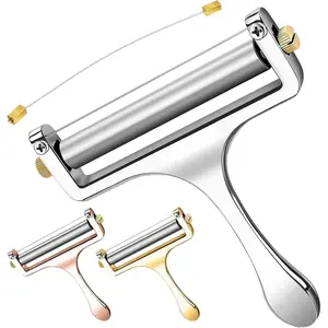 Stainless Steel Wire Cheese Slicer with 2 Extra Wires - Handheld Cheese  for Block Cheese, Adjustable Thick & Thin Slices for Cheddar, Gruyere, Raclette & Mozzarella ()