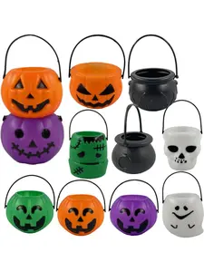 Pumpkin jar, witch bucket, purple demon bucket, green monster bucket, white ghost jar, skull candy jar Fashionweek Fallfreshness