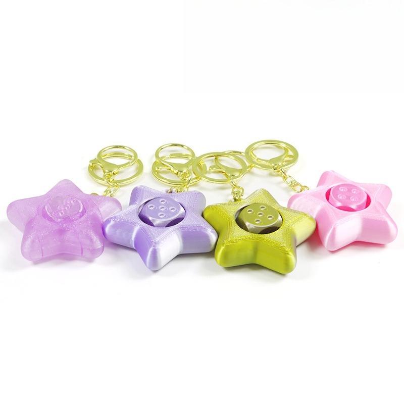 3D Printed Star Fidget Spinner Keychain, Lucky Star Stress Relief Pendant Bag Charm