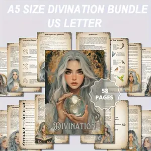 55-Page Witchcraft & Spiritual Explorer Divination Handbook - Mystical Symbols, Tarot Guide, Rune Charts & Astrology Tools for Magic Practice, Intuition Development - Witch's Grimoire or Shadow Journal for Adults, Spiritual Growth Book