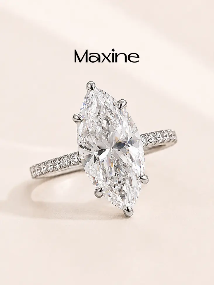 MAXINEJEWELRY Elongated 6.0ct Marquise Cut 5A Cubic Zirconia Bridal Engagement Ring - Sparkling Unique Women's Promise Ring for Gf, Proposal, Anniversary, Elegant Everyday Jewelry