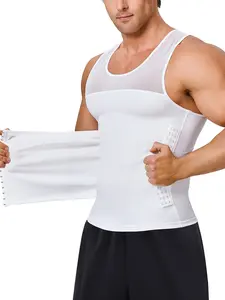 Men's Top Waist Trainer Vest U-Neck Design, Invisible Fit, Comfortable Inner Wear, Memory Steel Bones, Breathable Mesh, All-Day Wear
