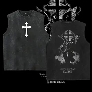 washed vest Retro Limited Psalm 103:20 Acid Wash  Vintage Washed Christian Heavy Cotton Jesus Faith Graphic Streetwear Church Outfit Christmas Gift Inspirational Religious Apparel Men Women