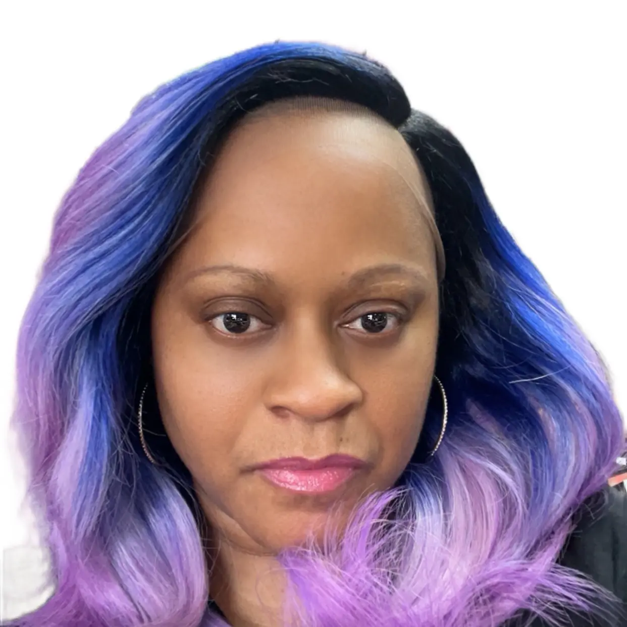 Lace Front Wig with Purple, Lilac & Blue Ombre Hues, Long Wavy Swiss Lace Hairpiece, Durable and Long-Lasting Style with a Natural Look for Women, Gradient