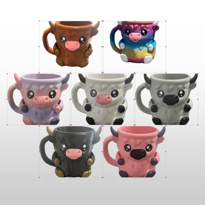 Highland Cow Ice Cream Mug Pint Holder with Handle Cute Cartoon Design Reusable for Ice Cream Lovers Washable Ceramic Brown Tumbler Stylish Cup for Coffee