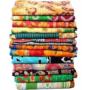5 Pcs Lot of Indian Tribal Kantha Vintage Cotton Bed Cover Wholesale balnket