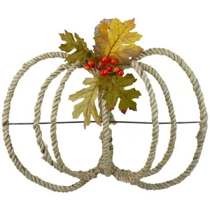 Northlight 16" Foliage & Rope Pumpkin Thanksgiving Wall Hang