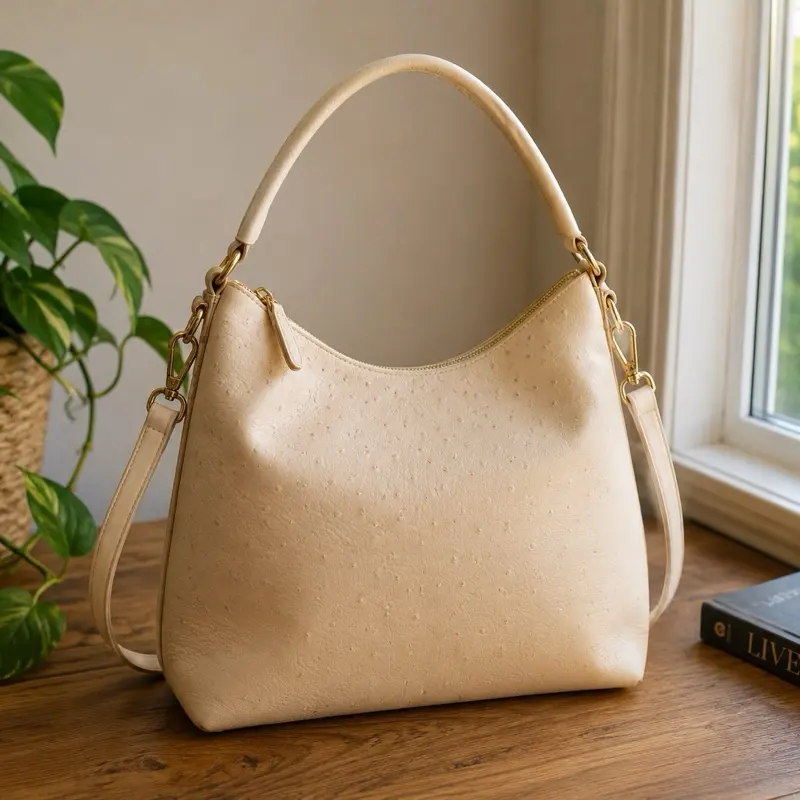 Vintage Designer Ostrich Leather Hobo