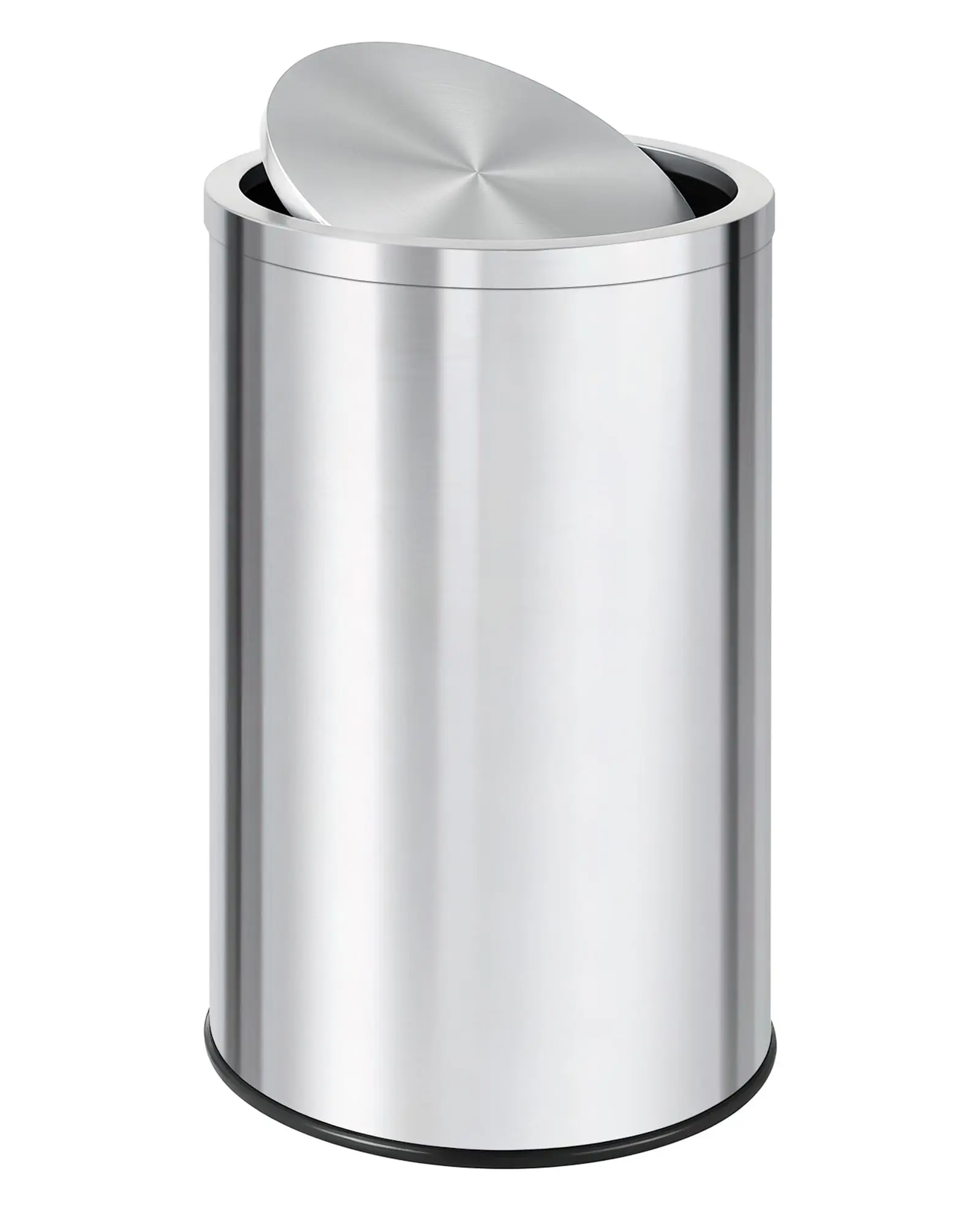 Garvee 13.2 Gallon Stainless Steel Swing Top Garbage Can with Removable Metal Inner Bucket, 50 Liter Round Recycle Bin for Kitchen, Bathroom, Home Office Waste Management