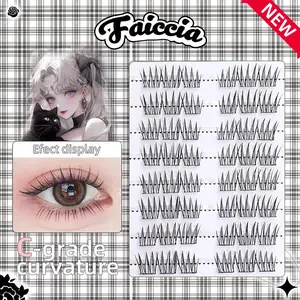MIXIAOHE short glue-free false eyelashes, False Eyelashes Extension, 96 clusters can be recycled and reused without removal Korean style photogenic super natural long-lasting realistic C curl with adhesive strips for beginners Volume Focused Lashes