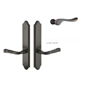 Emtek 1384LULH Multi Point C3 , Non-Keyed Fixed Handle OS , Operating Handle IS , Concord Style , 2" x 10" , Luzern Lever , LH