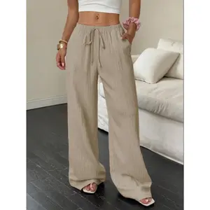 Ladies' summer loose wide leg pants, casual fashionable pants, high waisted casual pants with hanging effect, Korean style slim textured fabricRAIMENTRY