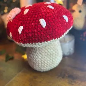 Large Red and White Mushroom - Handmade Crochet Amigurumi