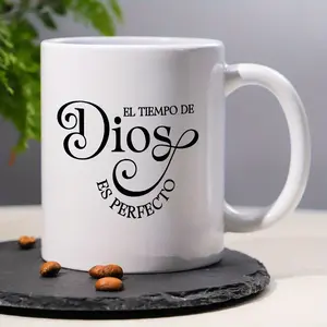 1pc Coffee Mug, 3A Grade, EL TIEMPO DE DIOS ES PERFCTO, 11Oz Coffee Mug, Instant Rich Coffee Mug, Reusable, Perfect for Giving to Family, Friends, Men, Women, And Office Birthdays, New Year'S, Valentine'S Day, And Holiday Gifts
