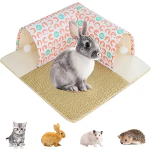 Rabbit Tunnel with Cooling Mat - Detachable Washable Pet  for Rabbits, Guinea Pigs, Chinchillas - Ventilated Floor Play Mat for Cats, Small Animals & More lesure donut bed