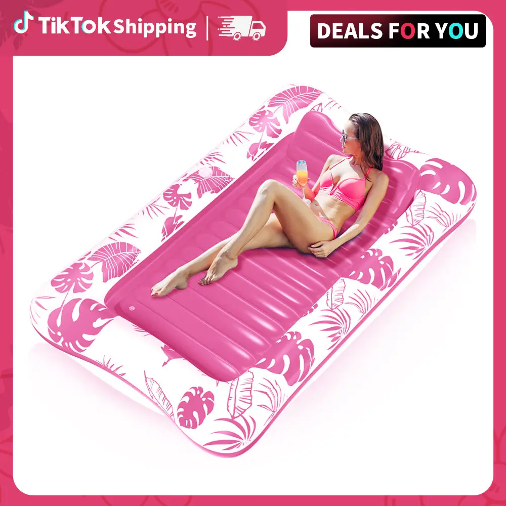 Inflatable Tanning Pool 83″ x 52″ Large Lounge Float With Cup Holder,2025 new Sun Tan Tub Adult Pool Floats Raft Swimming summer collapsible pool sun