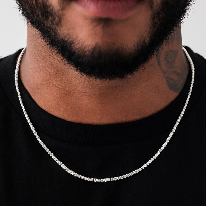 GLD Micro Tennis Necklace | 14k White Gold - Gold Plated, CZ Diamond Stones, Chain Lengths 16-28"