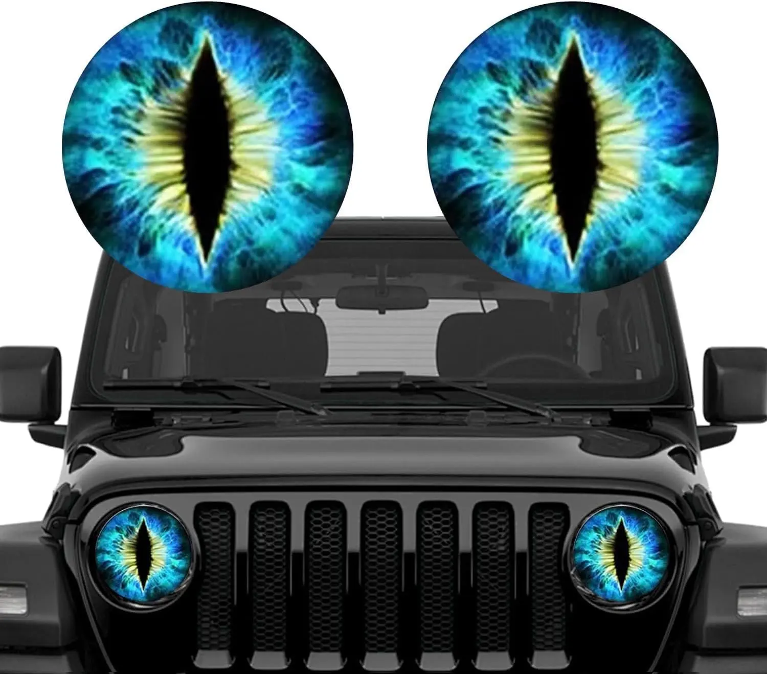 Beast Eyes Headlight Decals Pair for Jeep,  New Eye Decal for Jeep Wranglers Headlights, Car Accessories for Men Women, D Round Eyes Headlight Decal Stickers for Truck Car Bumper Decoration pcs