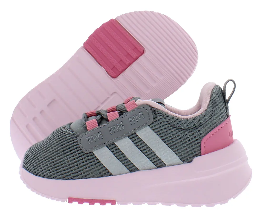 Adidas Racer Tr211 Infant-Toddler Walking Shoes - Toddler Sneaker, Grey/Pink, Elastic Band, 0-3 Years, 2-3 Years Fit