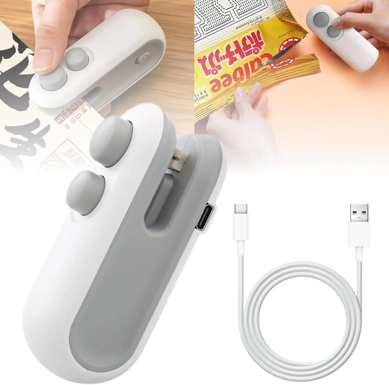 Sealing machine，2 mini bag sealing machines, 2-in-1 heat sealing machine with cutter, portable sealing machine, plastic heat sealing machine, kitchen tool for polyester film/food storage bags, mini bag sealing machine for plastic snack bags