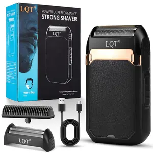 LQT Mini Foil Electric Shaver for Men - Portable Cordless Shaver with Replacement Heads, USB-C Charging Cable, Cleaning Brush, Ideal for Home & Travel Use