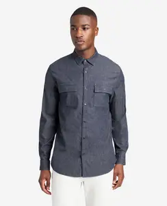 Slim-Fit Organic Stretch Denim Two Pocket Shirt