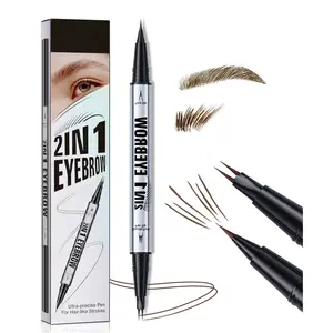 2-in-1 Smudge-Proof Long-Lasting Dual-Tip Brow Pen with Brush | All-Day Ultra-Realistic Hair-Like Brows & Liner | 3 Flattering Shades (Light/Medium/Dark Brown)