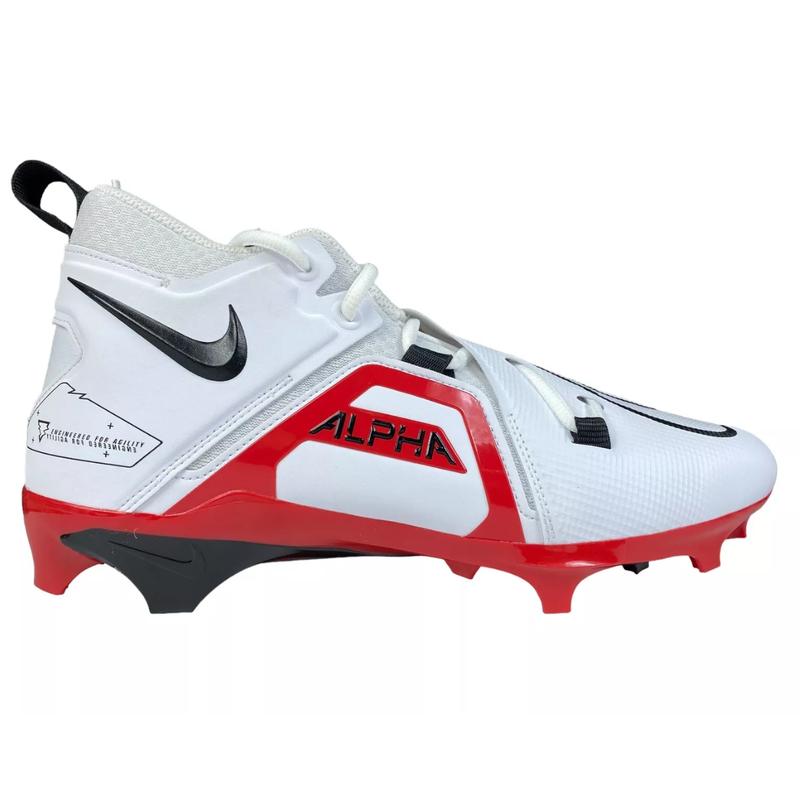 Ohio State Football Team Issued Nike Alpha Menace Pro 3 P White/Black - University Red Pair of Cleats