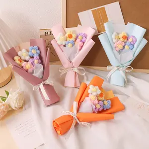 [New Store Launch Sale]1 Piece -Realistic Knitted Yarn mini Flower Bouquet, Handmade Pom Pom Floral Gift, Ideal for Teacher's Day, Valentine's Day, Mother's Day