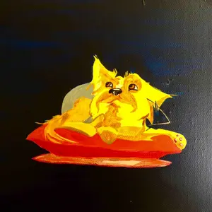Turboshouse Oil Painting - Turbo the Yorkshire Terrier and Quabida, Meteorite - Unique Artwork for Home Decor