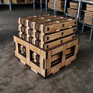 Mini Wooden Pallet Drink Coasters with Storage Crate - Rustic Maple Wood Set