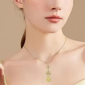 Triple Protection Necklace With Witch Knot Pentagram Tetragrammaton St. Benedict Stainless Steel Spiritual Symbol Amulet Jewerly